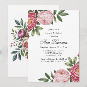 Convite Winterberry Primrose Floral Brunch e Bubble