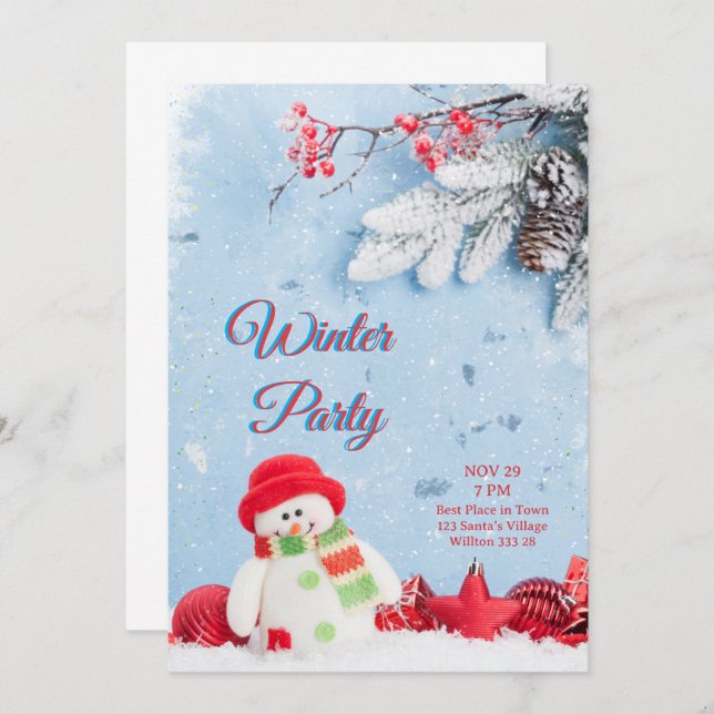 Convite Winterful Party Invitation (Frente/Verso)