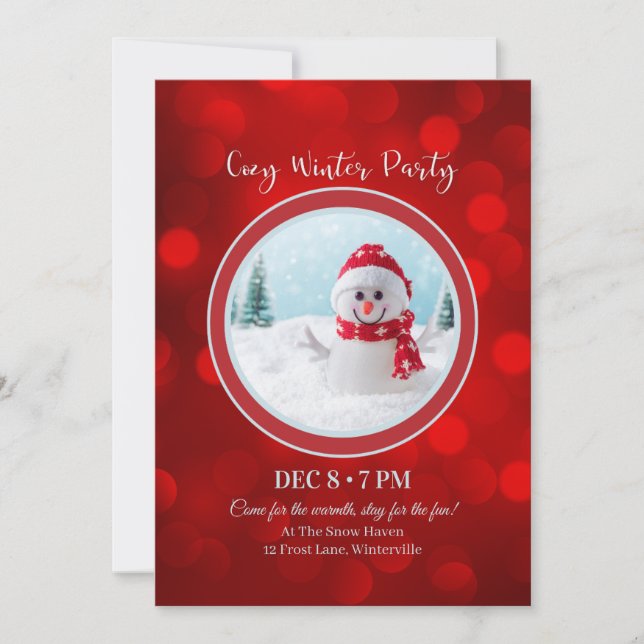 Convite Winterful Party Invitation – Cozy Festive Design (Frente)