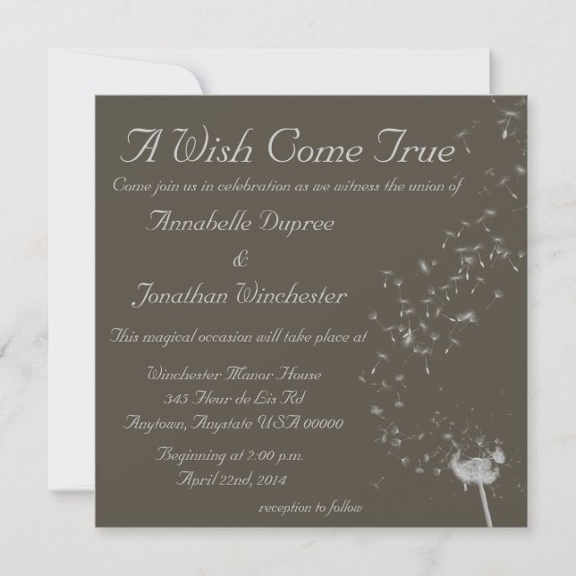 Convite Wish Dandelion Wedding (Frente)