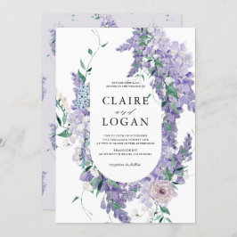 Convite Wisteria Dusty Purple Watercolor Casamento