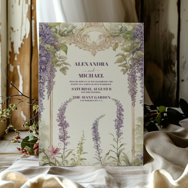 Convite Wisteria Dusty Purple Watercolor Casamento (Criador carregado)