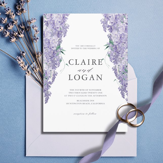 Convite Wisteria Dusty Purple Watercolor Invitation (Criador carregado)