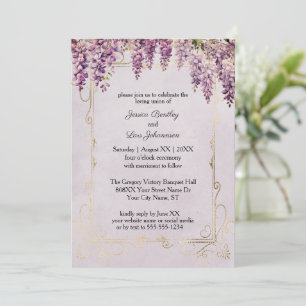 Convite Wisteria em Aquarela no Casamento Lavanda