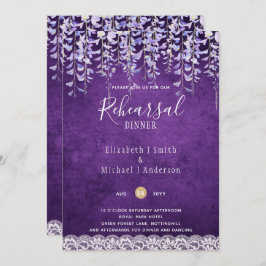 Convite Wisteria Floral Lace REHEARSAL JANTO INVITE