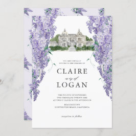 Convite Wisteria Mansion Dusty Purple Watercolor Casamento