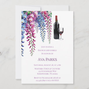 Convite Wisteria roxa e rosa Brunch e Bubble