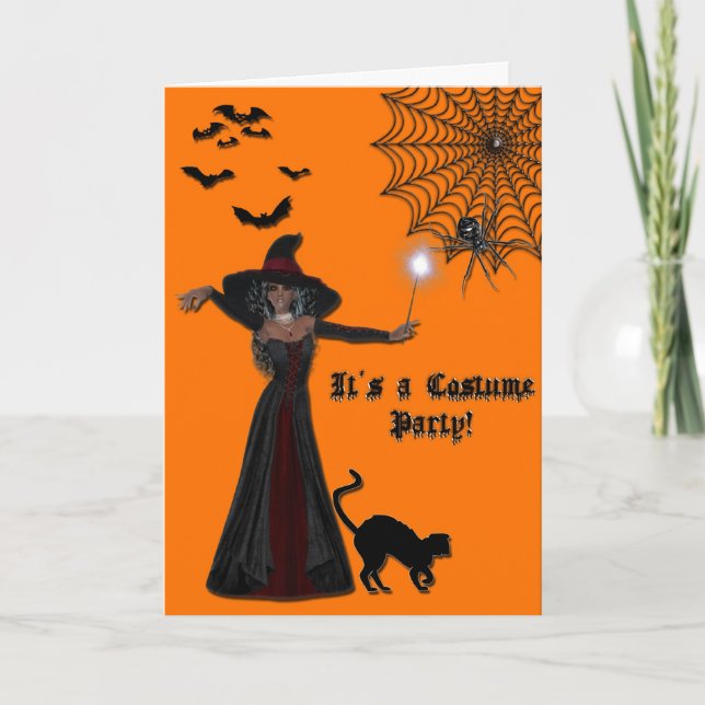 Convite Witch Halloween Costume Party Invitation (Frente)