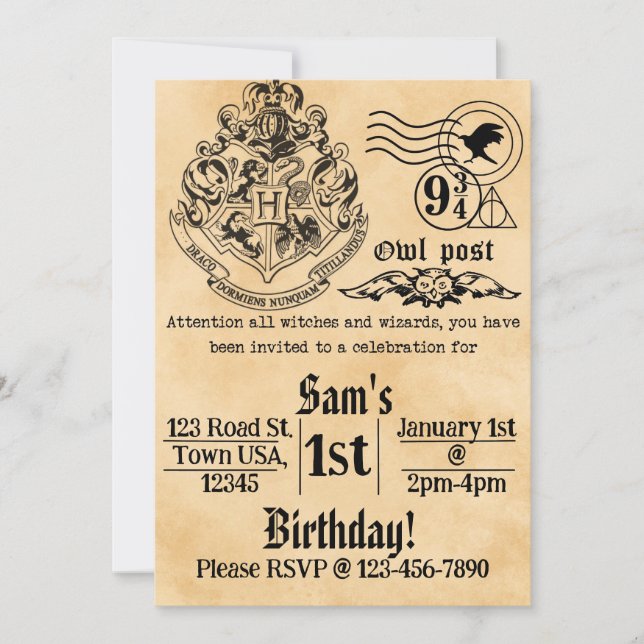 Convite Witches and Wizards Birthday Invitation (Frente)