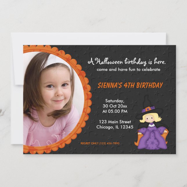 Convite Witchy Halloween Birthday (Frente)