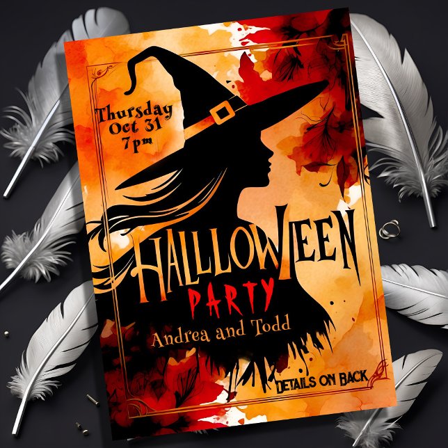 Convite Witette Silhouette - Cor d'água editável (Criador carregado)