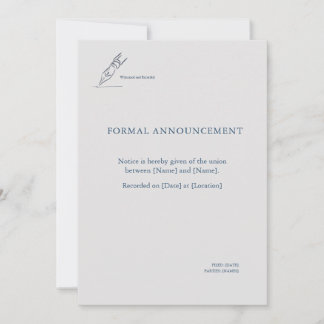 Convite Witness Pen- Minimalist Elopement Announcement