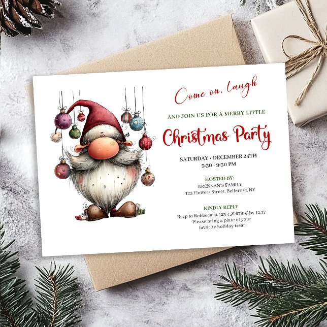 Convite Witty Funny Santa Classic Christmas Party Invite (Witty Funny Santa Classic Christmas Party Invitation)