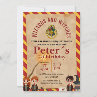Convite Wizard Magical Kids Birthday Party Invite