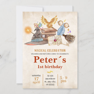 Convite Wizard School Themed Birthday Party Invitation