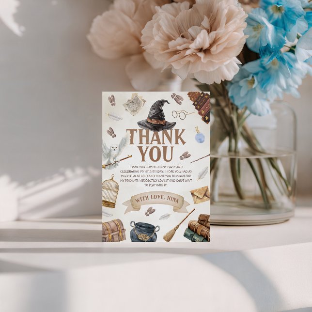 Convite Wizards Birthday Thank You Card (Criador carregado)