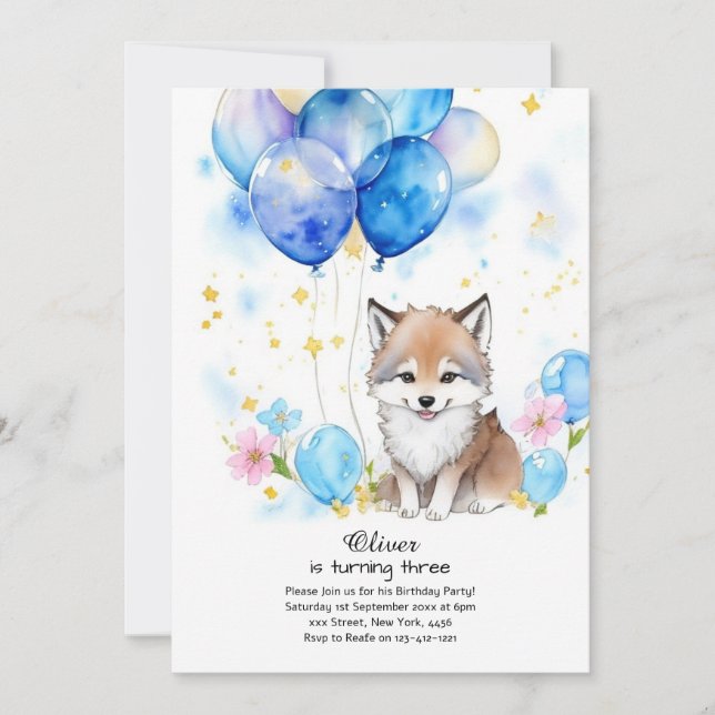 Convite Wolf Birthday (Frente)