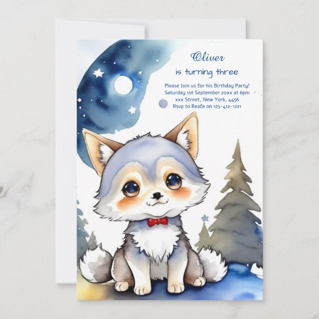 Convite Wolf Birthday (Frente)