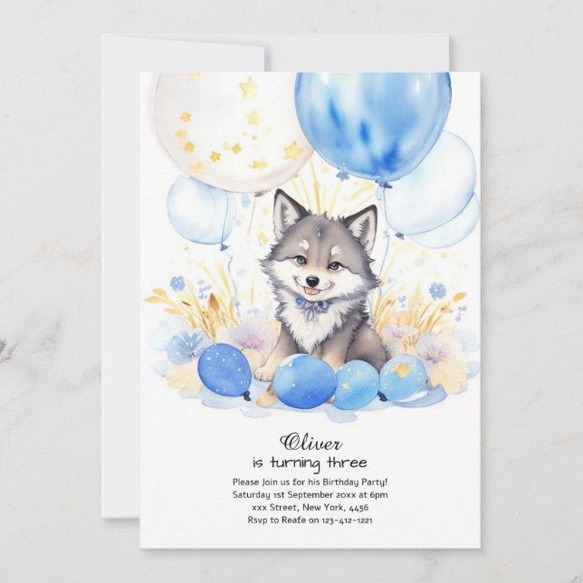 Convite Wolf Birthday (Frente)