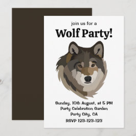 Convite Wolf Head Animal Cinza Selvagem Wolf