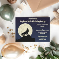 Wolf Howling no Moon Midnight Blue Party