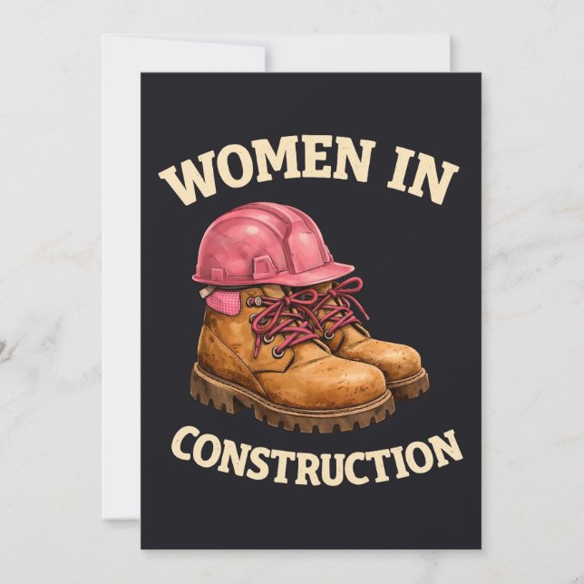 Convite Women in Construction Work Boots and Hard Hat (Frente)