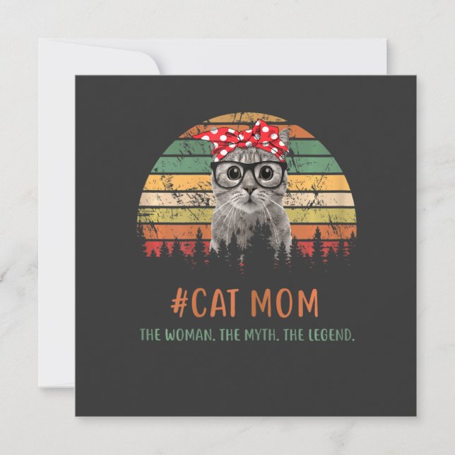 Convite Womens Cat Mom The Woman The Myth The Legend (Frente)