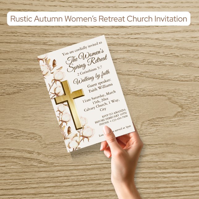 Convite Womens Rustic Autumn Retreat Church Invitation (Criador carregado)