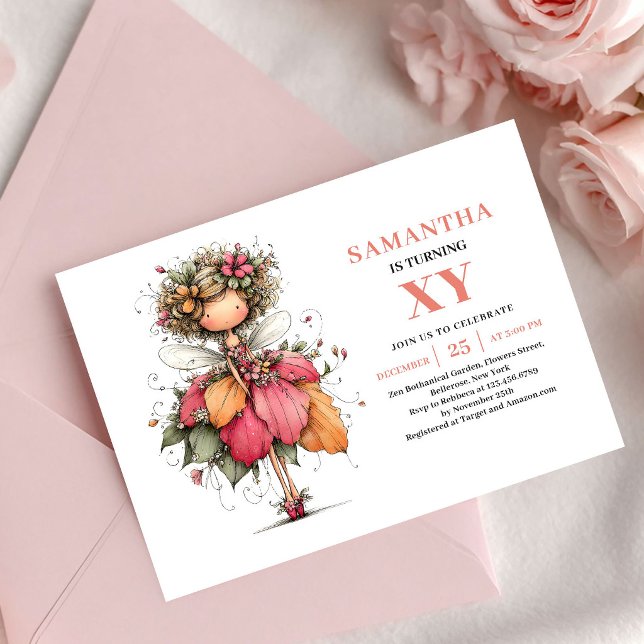 Convite Wonder Fairy Girl Birthday Blush Pink invitation (Wonder Fairy Girl Birthday Blush Pink invitation)