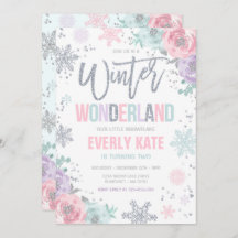 Wonderland Birthday Silver Pink Snowflake