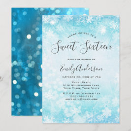 Convite Wonderland Blue Snowflake Sweet 16