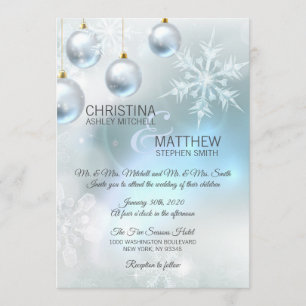 Convite Wonderland Blue Snowflakes WEDDING
