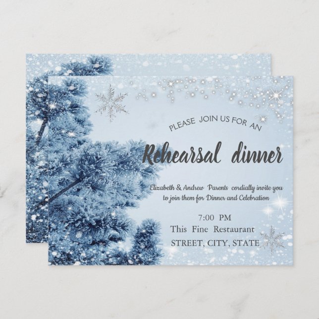 Convite Wonderland de inverno,Neve,Flocos de neve Janto de (Frente/Verso)