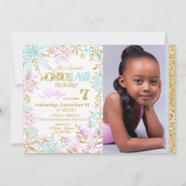 Convite Wonderland Snowflakes, Aniversário de inverno