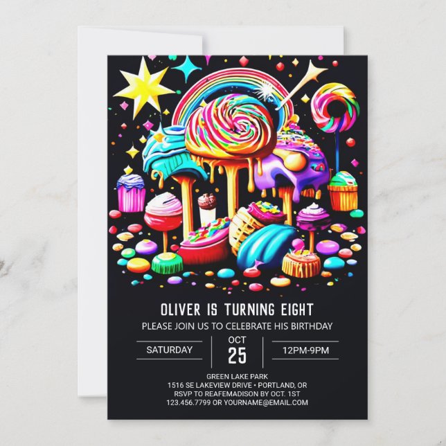 Convite Wonderland Sweet Birthday (Frente)