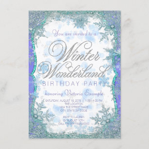 Convite Wonderland Winter Frozen Festa de aniversário