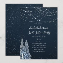 Convite Wonderland Winter Snowflake Blue Sweet 16