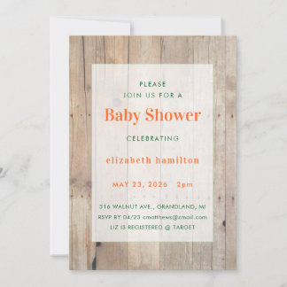 Convite Wood Background Baby Shower Invitation
