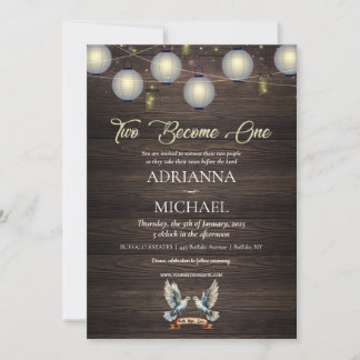 Convite Wood Christian Religious Wedding Invitation
