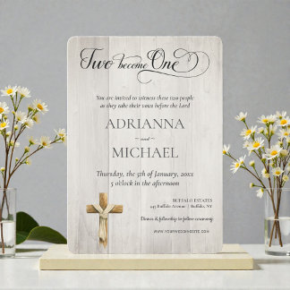 Convite Wood Christian Two Become One