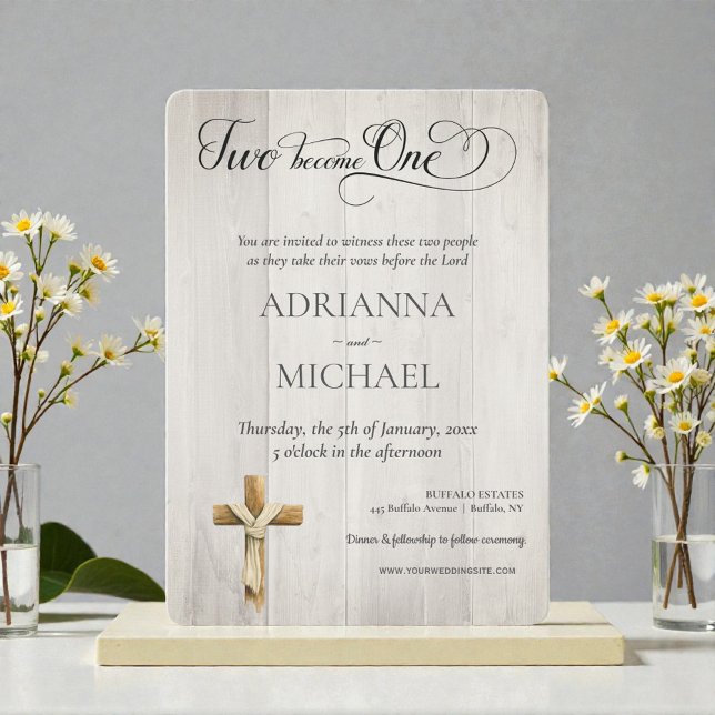 Convite Wood Christian Two Become One (Criador carregado)