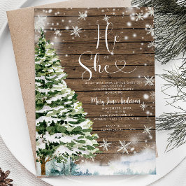 Convite Wood Ele ou Ela Evergreen Winter gender Revelação