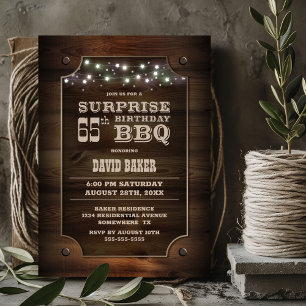 Convite Wood Surprise 65º CHURRASCO de aniversário