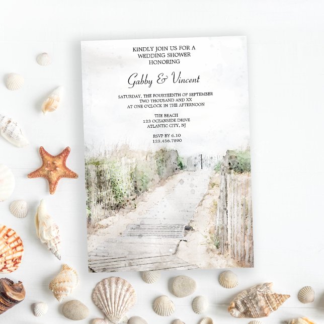 Convite Wooden Boardwalk para o Chá de Casamento de Praia (Perfect inspo for a destination beach wedding shower event.)