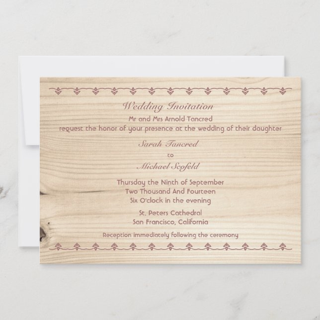 Convite Wooden Wedding (Frente)