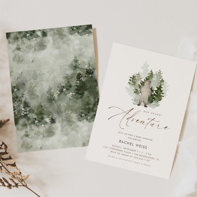 Convite Woodland Adventure Gênero Chá de fraldas neutro (Criador carregado)