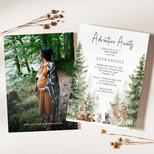 Convite Woodland Animal Adventure Aguarda Foto De Chá (Criador carregado)