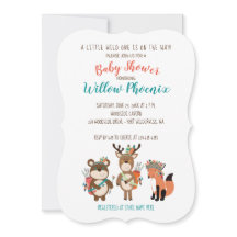 Woodland Animal Tribal Boho Chá de fraldas Invite