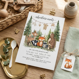 Convite Woodland Animals Adventure Baby Shower Invitation