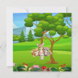 Convite Woodland Baby Animals Baby Bib — Cute Forest Frien